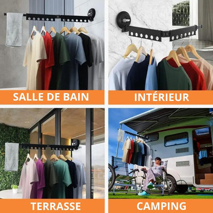 🧺 EspaceCloth™ — Séchoir Mural Gain de Place 🌞✨