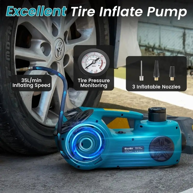 🚗 Kit de Levage Voiture Seesii 5T 🔧 Cric 3-en-1 + Clé + Gonfleur pour SUV & Camions