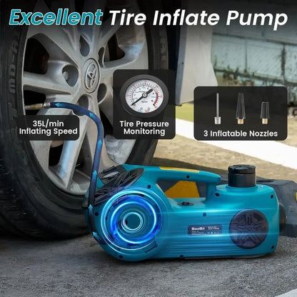 🚗 Kit de Levage Voiture Seesii 5T 🔧 Cric 3-en-1 + Clé + Gonfleur pour SUV & Camions