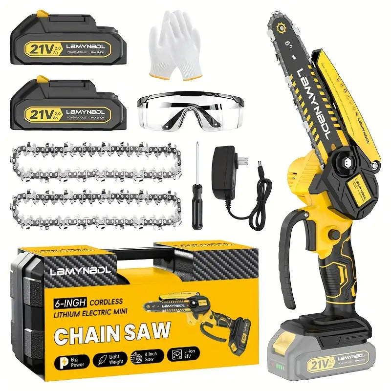 🔋 Tronçonneuse Mini 6" Sans Fil – Sécateur Électrique Compact 🌳✨