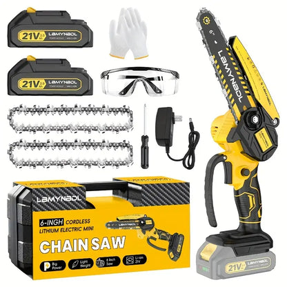 🔋 Tronçonneuse Mini 6" Sans Fil – Sécateur Électrique Compact 🌳✨