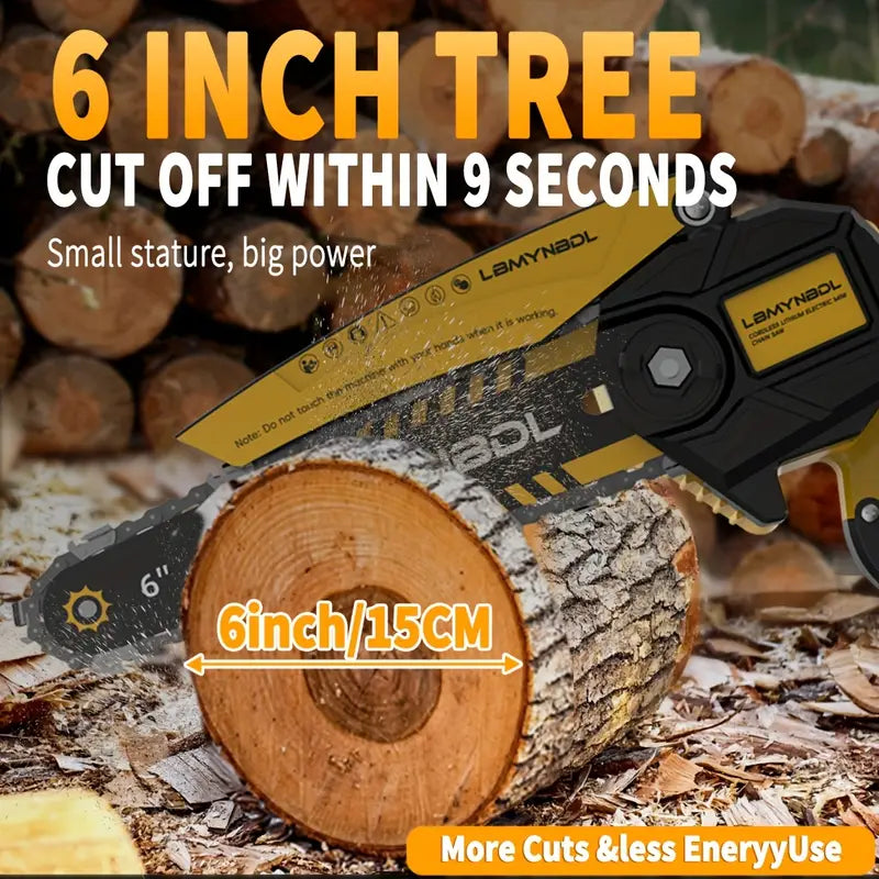 🔋 Tronçonneuse Mini 6" Sans Fil – Sécateur Électrique Compact 🌳✨