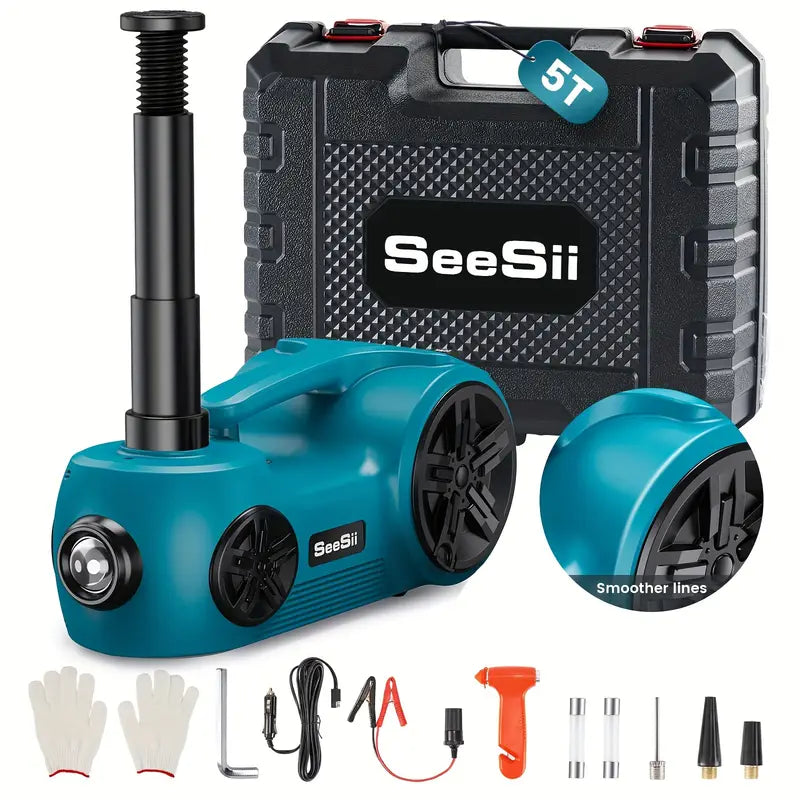 🚗 Kit de Levage Voiture Seesii 5T 🔧 Cric 3-en-1 + Clé + Gonfleur pour SUV & Camions