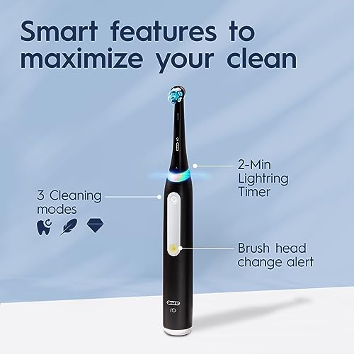 Oral-B iO Deep Clean Rechargeable Electric Powered Toothbrush, Black with iO Series 3 Limited, 2 Brush Heads and Travel Case - Pressure Sensor to Protect Gums - 3 Cleaning Settings - 2 Minute Timer|B0B5HRWH1S