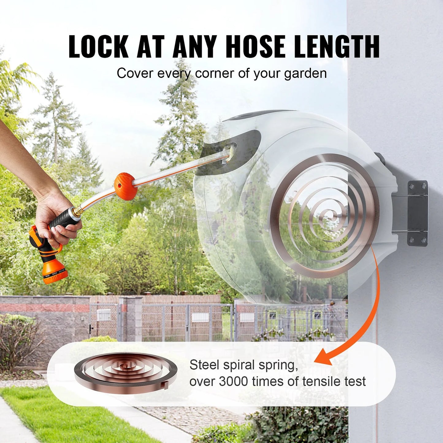 🚿 Retractable Hose Reel 130ft – 180° Swivel Wall Mount 💦 (Buy 2 = Get 1 Free)