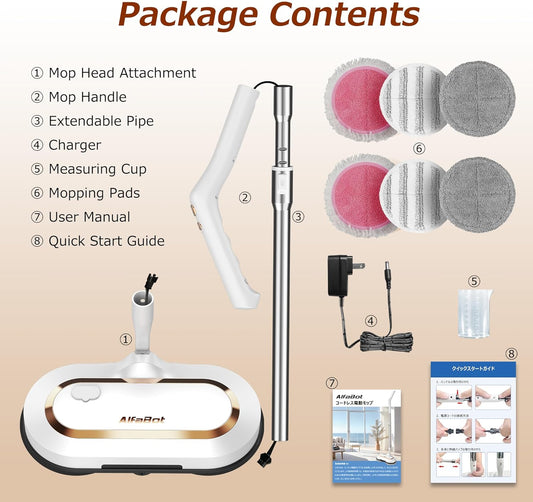 ⚡ AlfaBot S2 Serpillière Électrique – Sans Fil, LED & Pulvérisateur, 120 min d’Autonomie 🧼✨