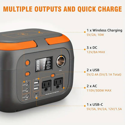 🔋 Station d'Énergie Solaire 300W 🌞 70000mAh | AC/DC/USB | Charge Sans Fil + LED 💡